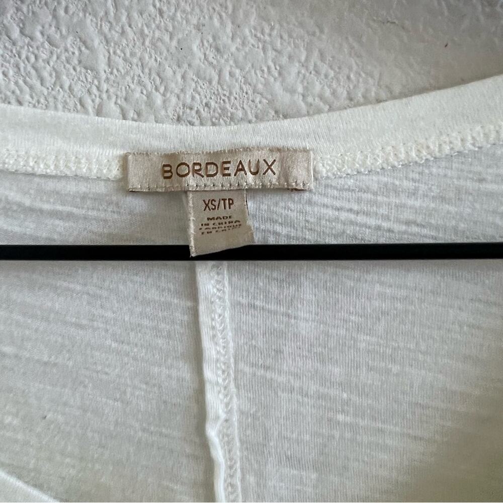 Bordeaux White Cream Burnout Blouse Statement Sleeve Top XS - Picture 2 of 6